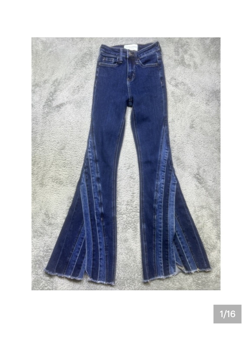 High-Waist Dark Blue Flared Panel Jeans